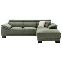 ECKSOFA in Cord Grün  - Schwarz/Grün, Design, Holz/Textil (270/174cm) - Pure Home Lifestyle