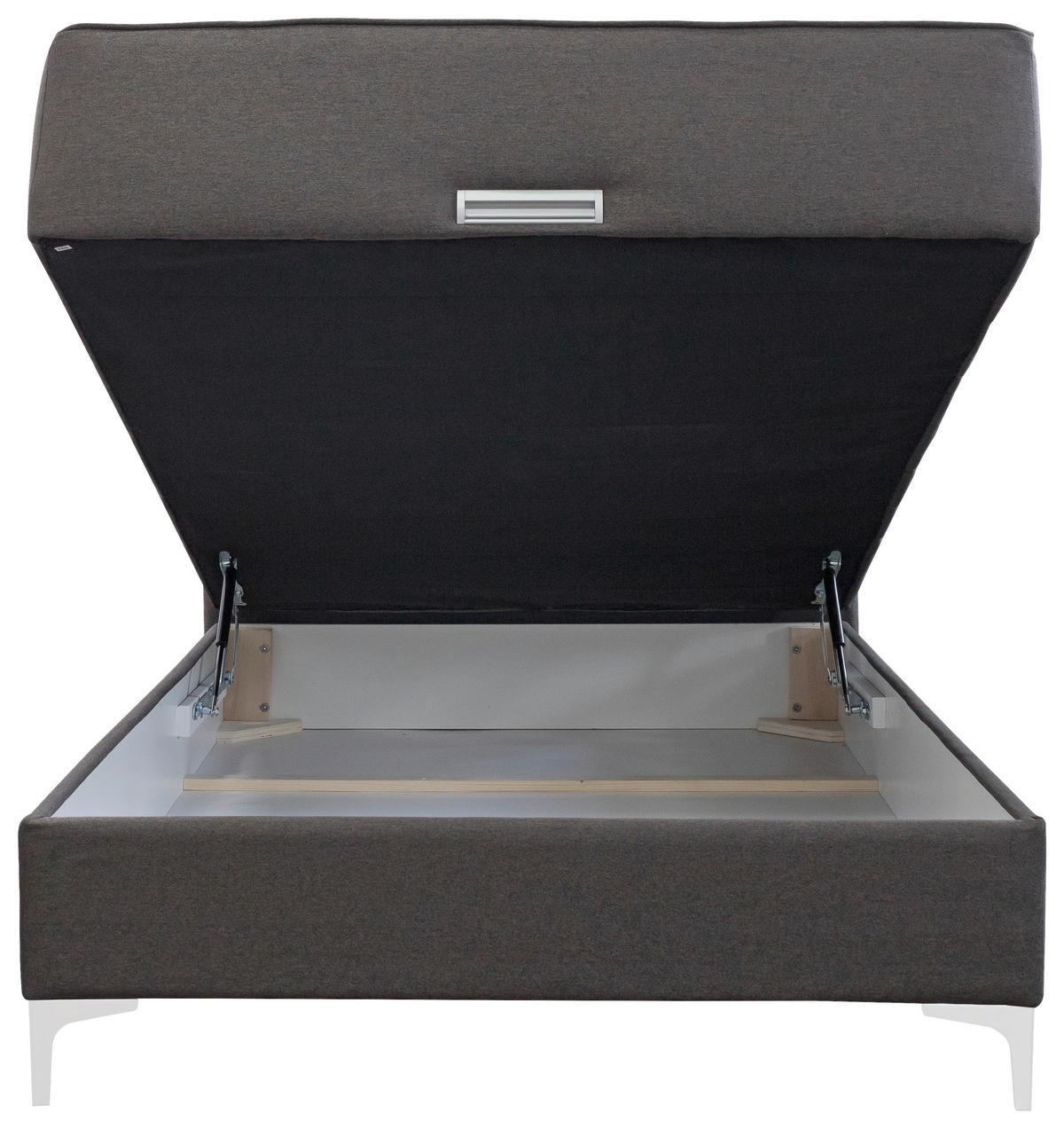 KÁRPITOZOTT ÁGY  szürkésbarna  - krómszínű/szürkésbarna, Basics, faalapú anyag/textil (122/134/217cm) - Hom`in