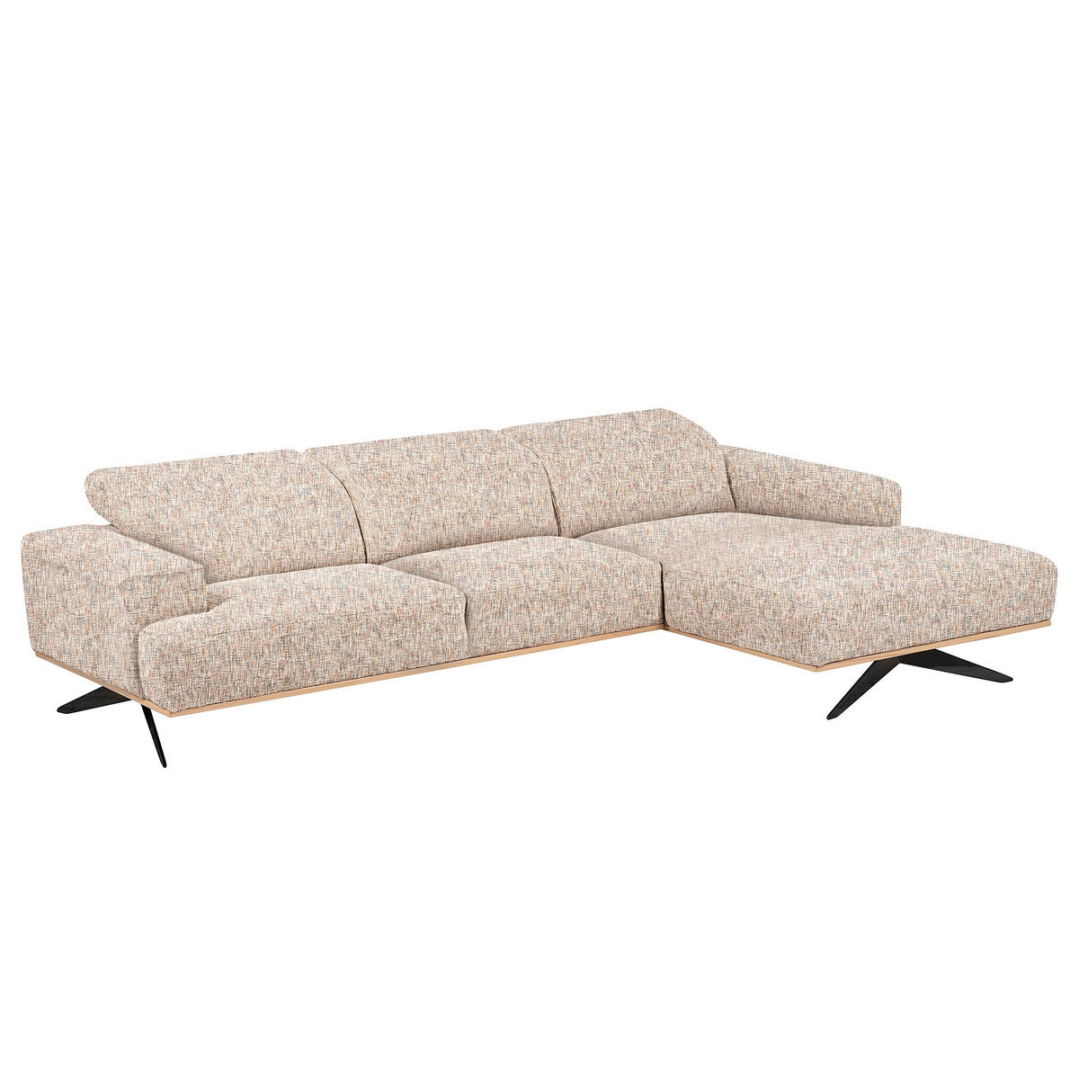 ECKSOFA PORTLAND in Struktur Blau, Gelb, Rot, Weiß Kopfteilverstellung  295/187 cm  - Blau/Gelb, Design, Holz/Textil (295/187cm) - Livetastic