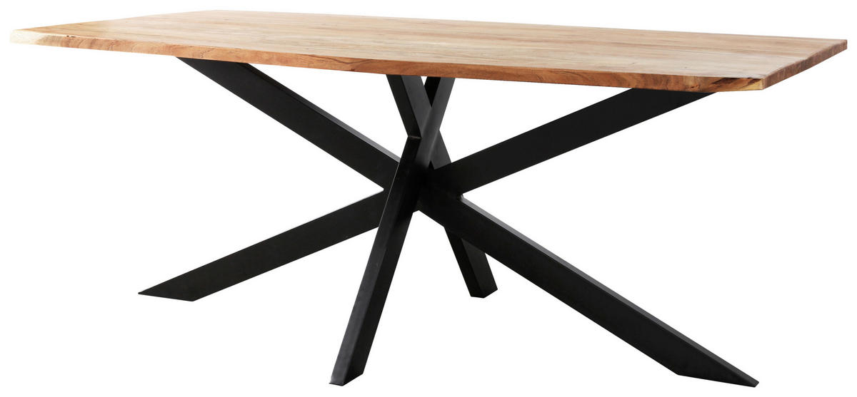 ESSTISCH Akazie Hartholz rechteckig Schwarz, Akaziefarben  - Schwarz/Akaziefarben, MODERN, Holz/Metall (180/90/77cm) - Livetastic