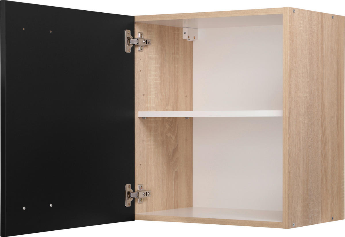 KÜCHENOBERSCHRANK 50/56,1/34,6 cm  in Schwarz, Eichefarben  - Eichefarben/Silberfarben, Basics, Holzwerkstoff/Metall (50/56,1/34,6cm) - Respekta