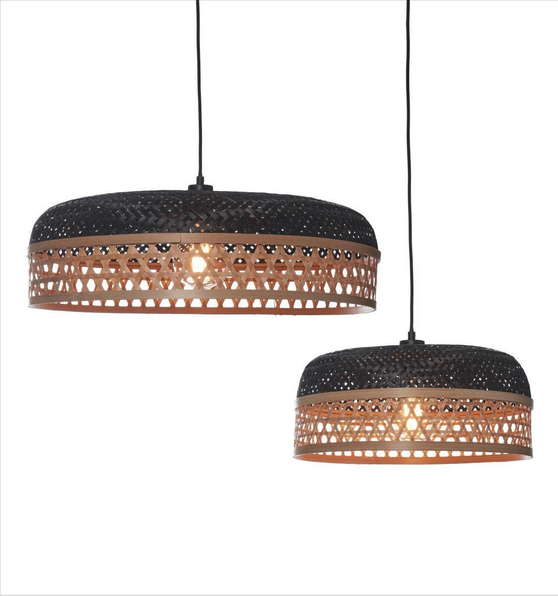 HÄNGELEUCHTE 60/18 cm  - Schwarz/Naturfarben, Trend, Naturmaterialien (60/18cm) - Good & Mojo