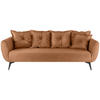 3-SITZER-SOFA in Lederlook Cognac  - Cognac/Schwarz, Modern, Textil/Metall (236/94/103cm) - Livetastic