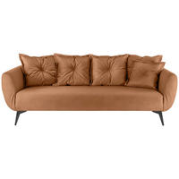 3-SITZER-SOFA in Lederlook Cognac  - Cognac/Schwarz, Modern, Textil/Metall (236/94/103cm) - Livetastic