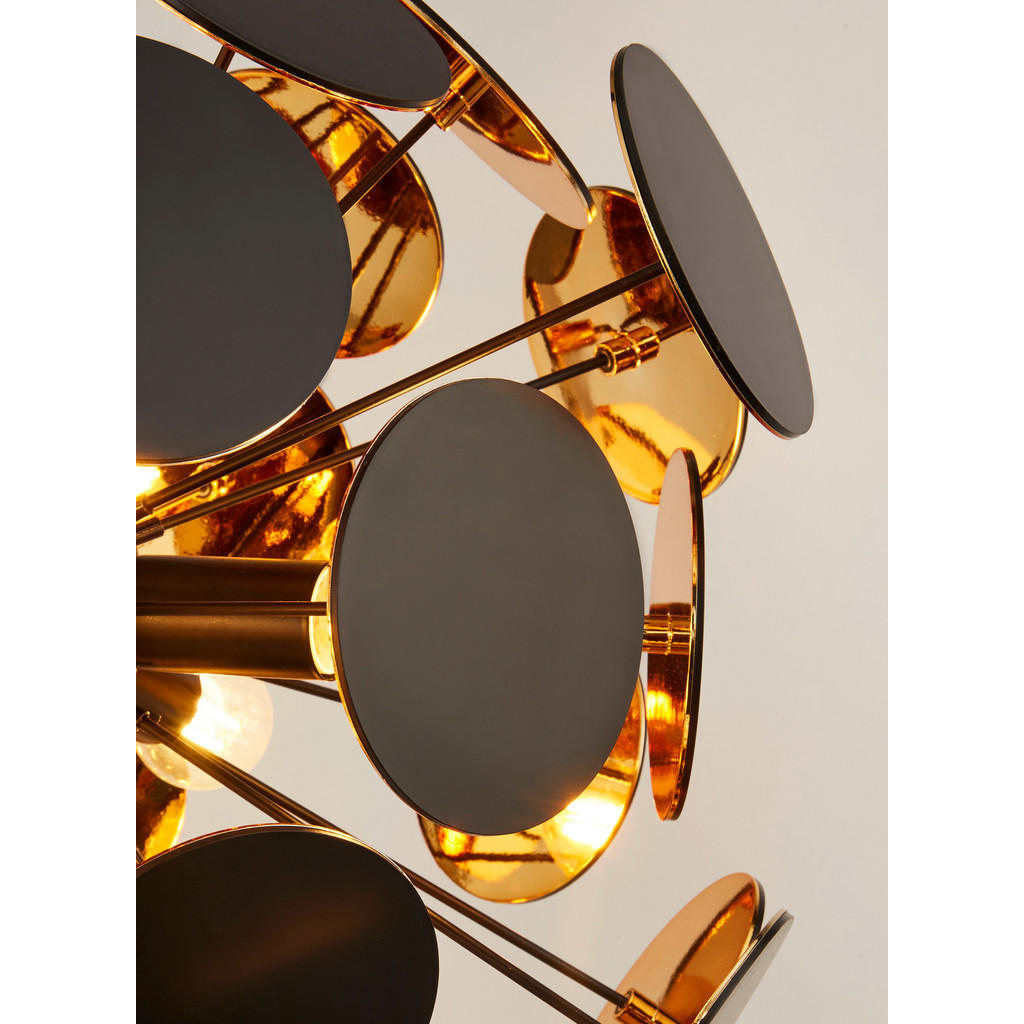 Thumbnail - Searchlight Hängeleuchte Discus, Schwarz, Gold, Metall, 135 cm, höhenverstellbar, Lampen & Leuchten, Innenbeleuchtung, H...