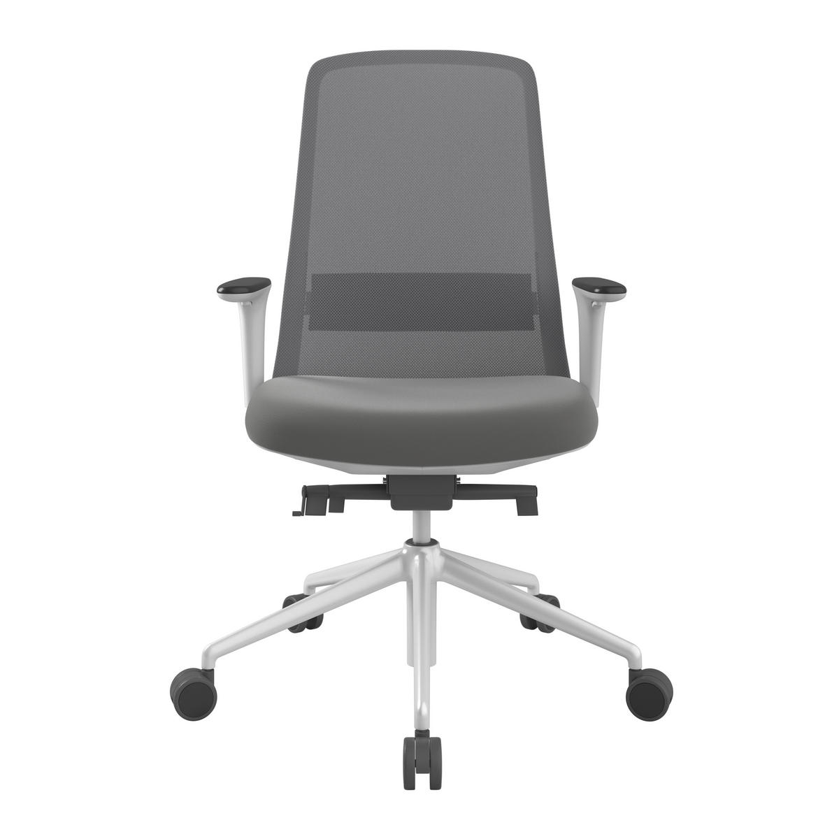 DREHSTUHL Lederlook Grau, Weiß  - Weiß/Grau, MODERN, Kunststoff/Textil (70/103-115/70cm)