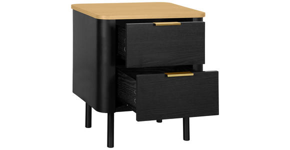 NACHTSCHRANK 45/52/40 cm - Eichefarben/Goldfarben, Trend, Holzwerkstoff/Metall (45/52/40cm) - Xora