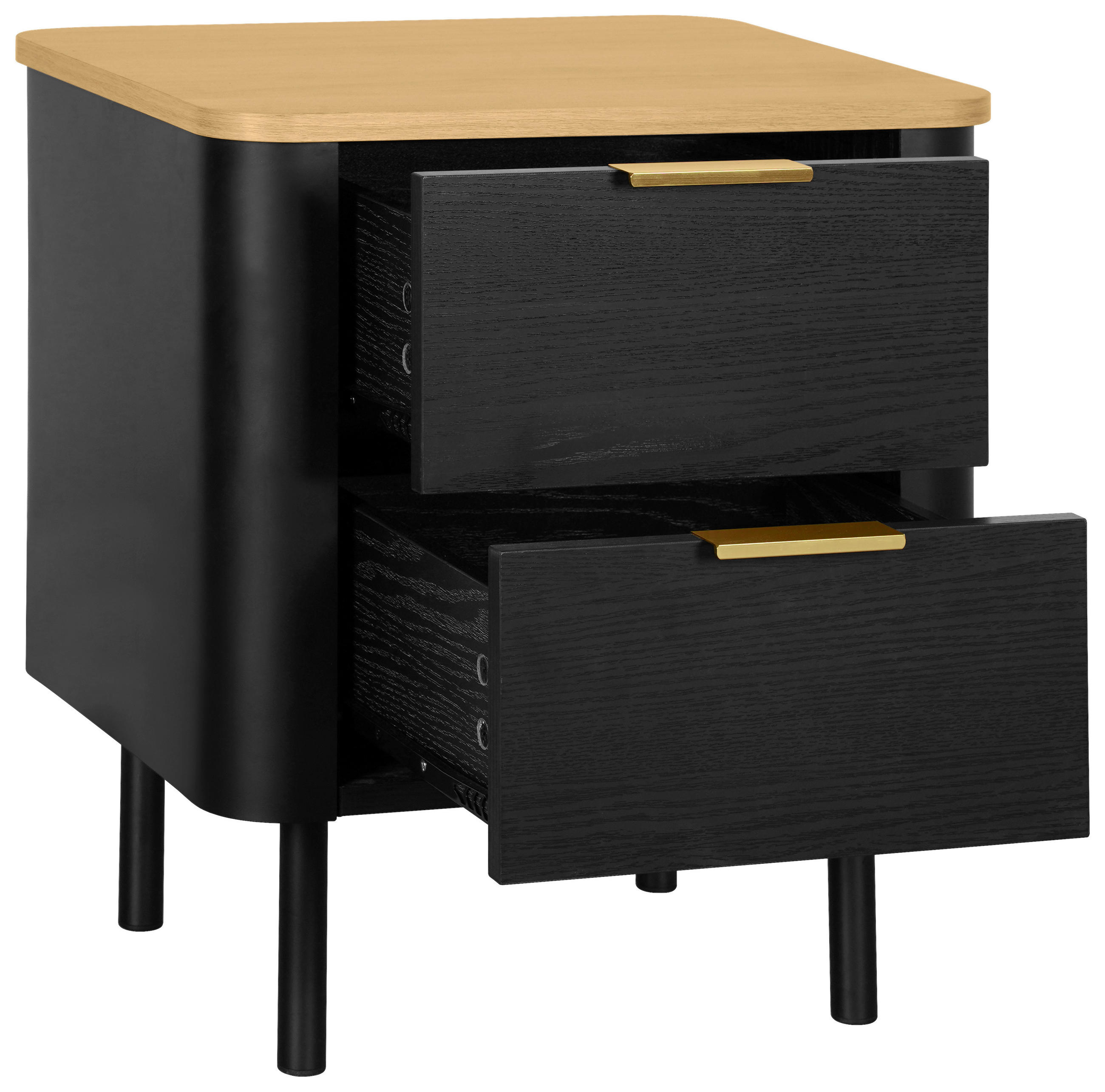 NACHTSCHRANK 45/52/40 cm  - Eichefarben/Goldfarben, Trend, Holzwerkstoff/Metall (45/52/40cm) - Xora