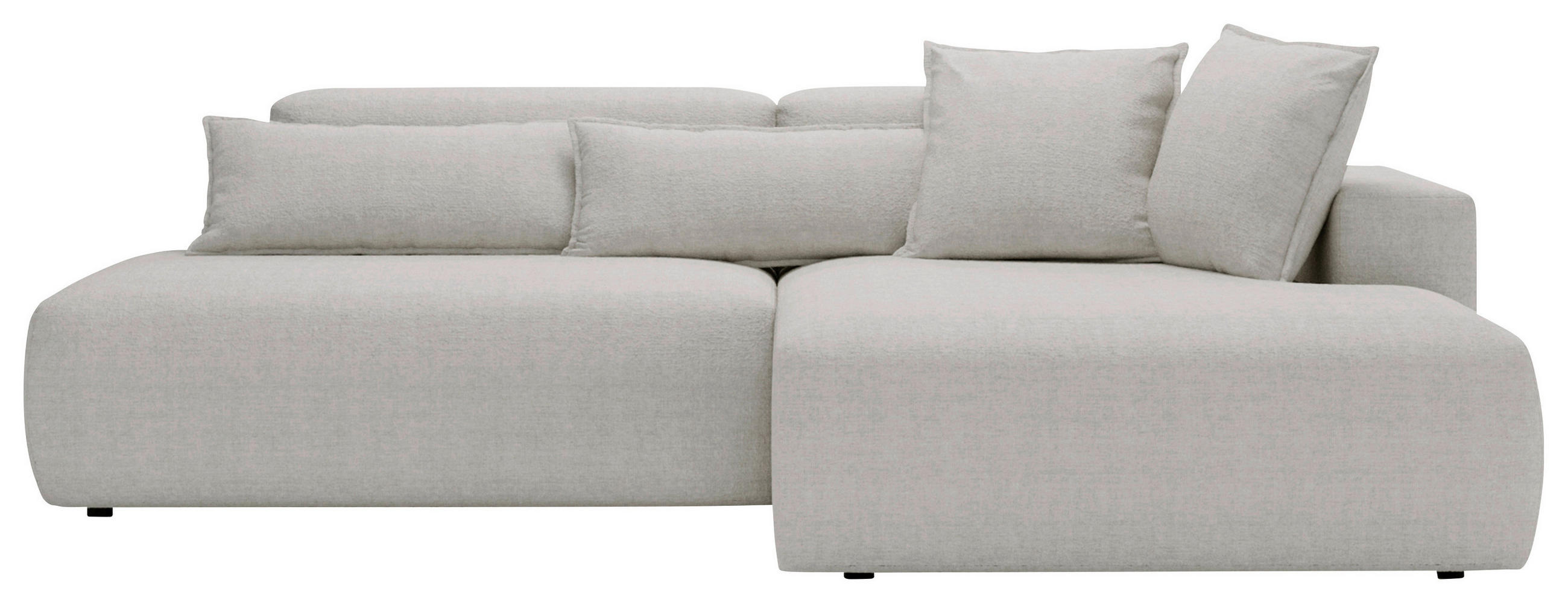 ECKSOFA Chenille Hellgrau  - Hellgrau/Schwarz, Design, Kunststoff/Textil (284/160cm) - Livetastic