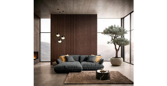 ECKSOFA  in Flachgewebe Anthrazit  185/264 cm  - Anthrazit/Schwarz, Design, Kunststoff/Textil (185/264cm) - Belluti