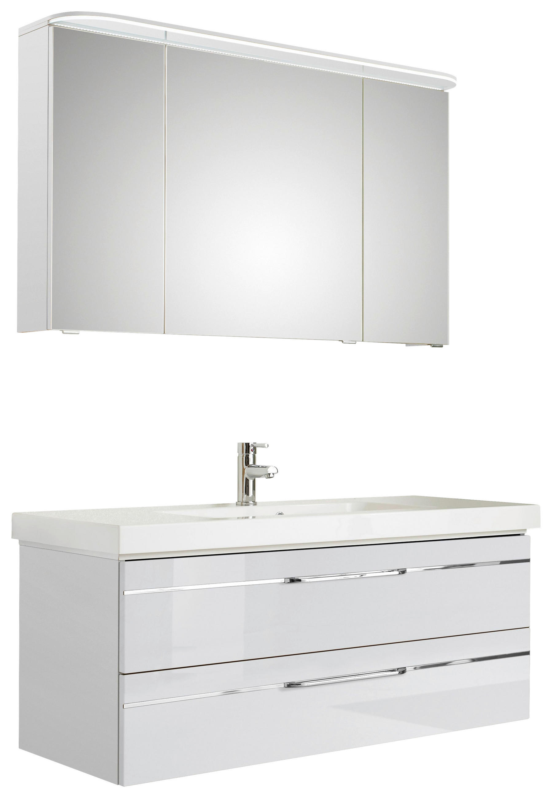 BADEZIMMER  in 123 cm  - Chromfarben/Weiß Hochglanz, KONVENTIONELL, Glas/Holzwerkstoff (123cm) - Pelipal