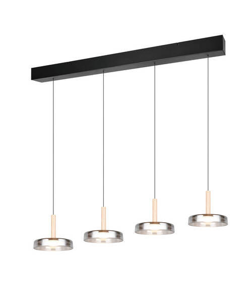 LED-PENDELLEUCHTE 115/22/200 cm  - Chromfarben/Schwarz, Design, Glas/Metall (115/22/200cm) - Trio Leuchten