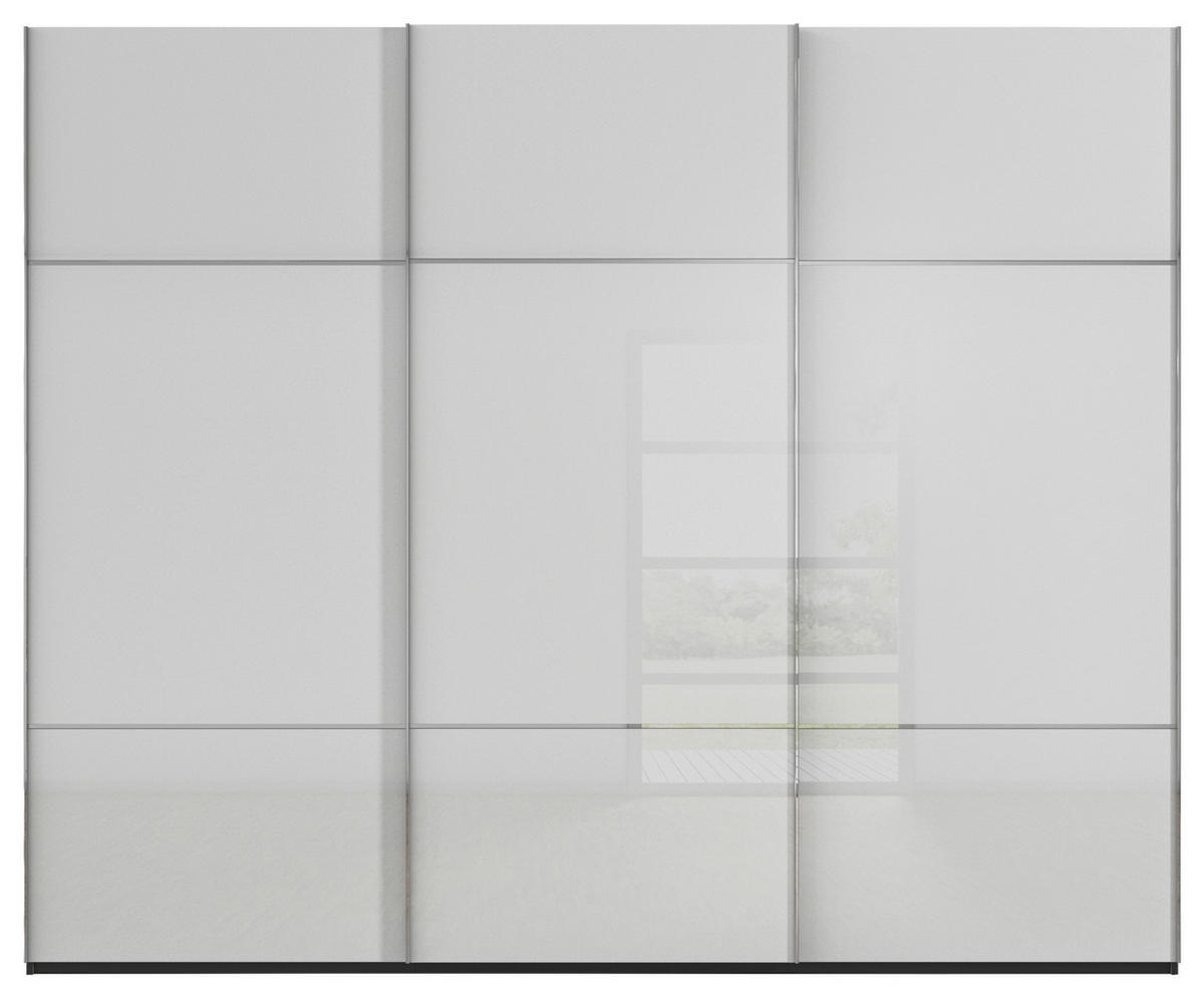 SCHWEBETÜRENSCHRANK in Grau, Schwarz  - Chromfarben/Schwarz, Konventionell, Glas/Holzwerkstoff (301/223/68cm) - Novel