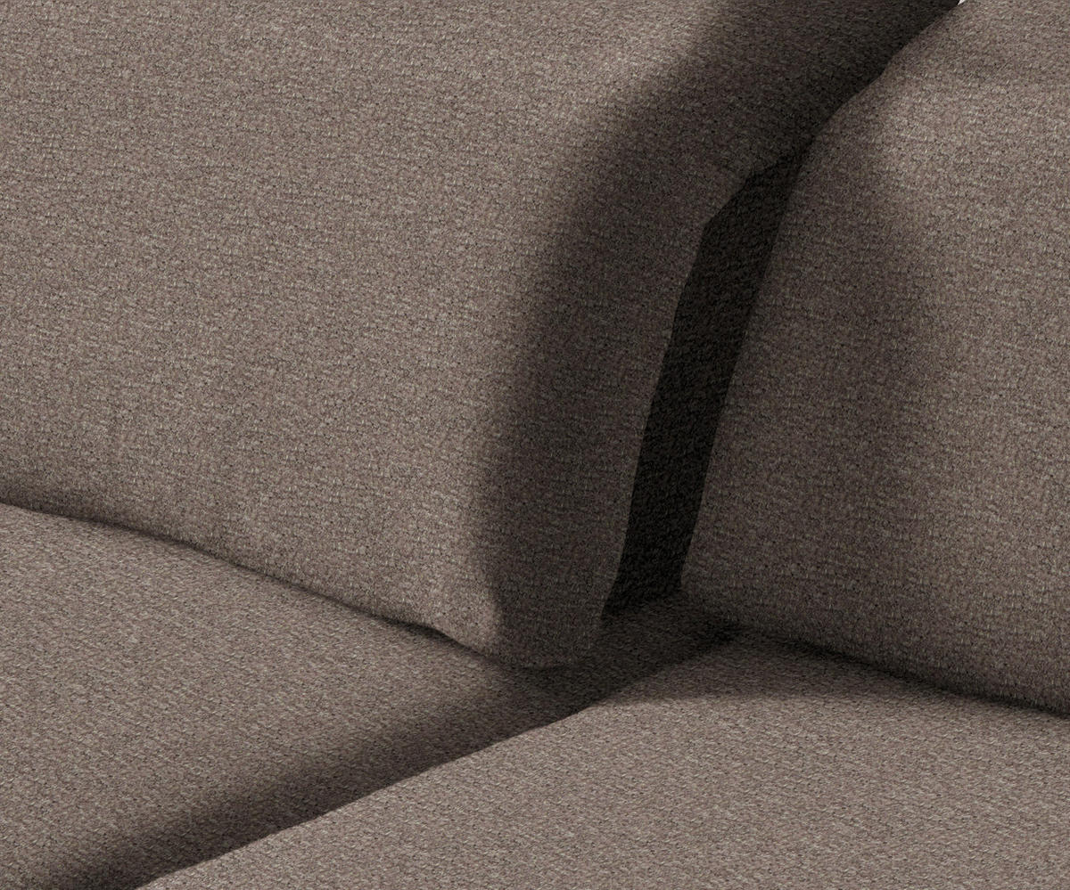ECKSOFA in Webstoff Graubraun  - Graubraun/Schwarz, Design, Textil/Metall (180/289cm) - Stylife