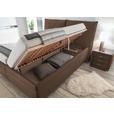 POLSTERBETT Matratze, gepolstertes Kopfteil, Lattenrost, Bettkasten Braun 180/200 cm  - Silberfarben/Weiß, KONVENTIONELL, Holz/Textil (180/200cm) - Dieter Knoll