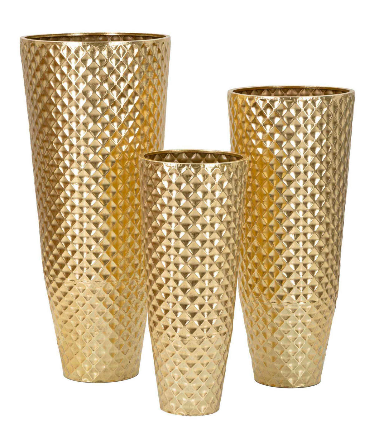 Vase Glotty Set 3 Pcs  - Goldfarben, Basics, Metall (48/110/48cm)