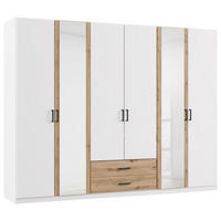 KLEIDERSCHRANK 271/210/54 cm,  in Weiß, Eiche Artisan, 6-türig  - Weiß/Eiche Artisan, KONVENTIONELL, Holzwerkstoff/Kunststoff (271/210/54cm) - Rauch Möbel