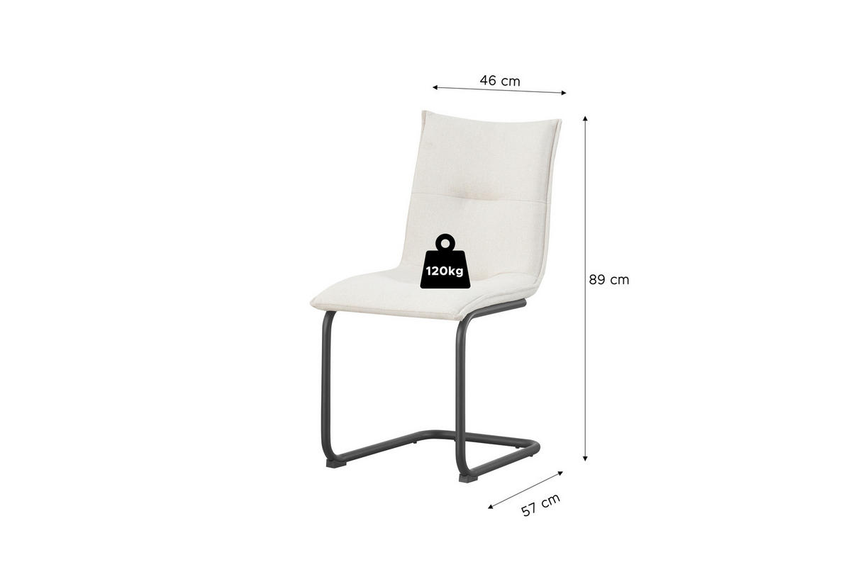 SCHWINGSTUHL-SET 2 Stück  in Webstoff  - Creme/Schwarz, MODERN, Textil/Metall (46/89/57cm) - MID.YOU