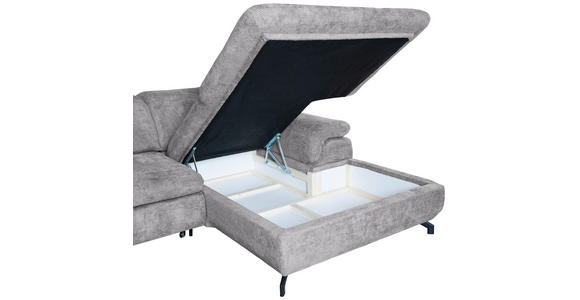 WOHNLANDSCHAFT Hellgrau Struktur  - Hellgrau/Schwarz, KONVENTIONELL, Textil/Metall (253/357/188cm) - Carryhome