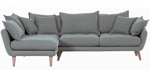 ECKSOFA in Mikrofaser Grau  - Buchefarben/Grau, Trend, Holz/Textil (170/267cm) - Ambia Home