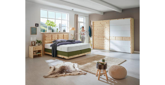 BOXSPRINGBETT 180/200 cm  in Grün, Zirbelkieferfarben  - Zirbelkieferfarben/Grün, Natur, Holz/Textil (180/200cm) - Valnatura