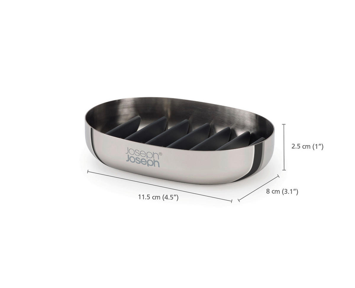POSUDA ZA SAPUN  crna, boja nerđajućeg čelika  metal, plastika  - boja nerđajućeg čelika/crna, Konvencionalno, metal/plastika (11.5/2.5/8cm) - Joseph Joseph