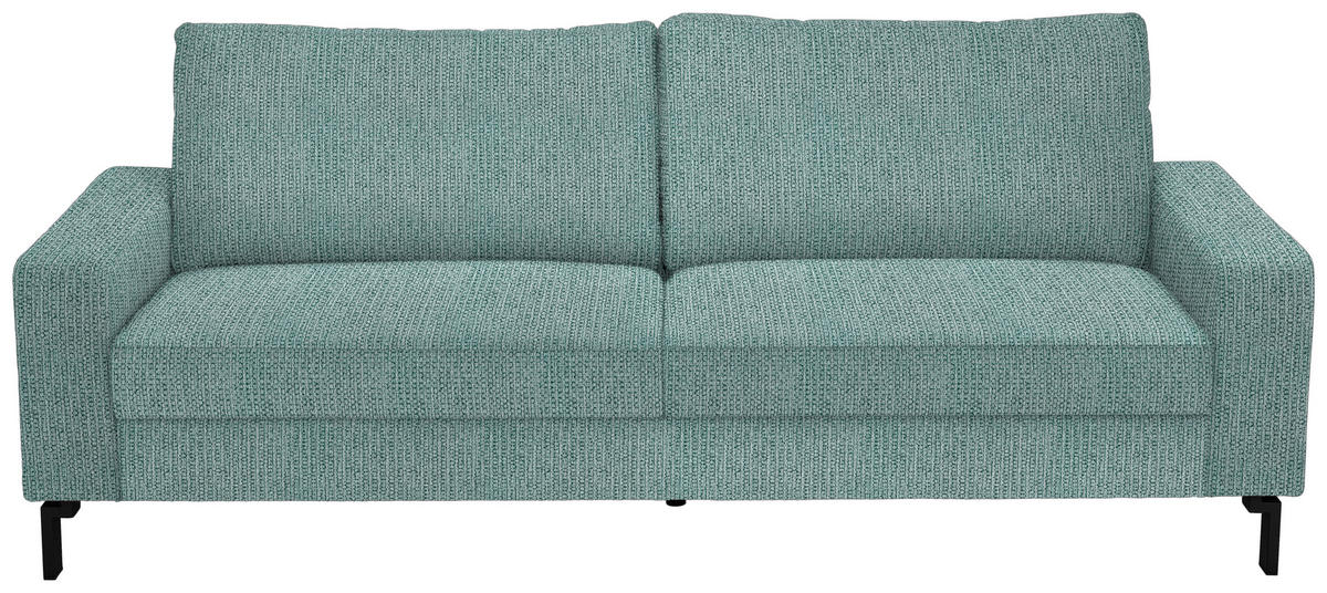3-SITZER-SOFA  in Flachgewebe Salbeigrün  - Salbeigrün/Schwarz, Design, Textil/Metall (218/86/97cm) - Hom`in