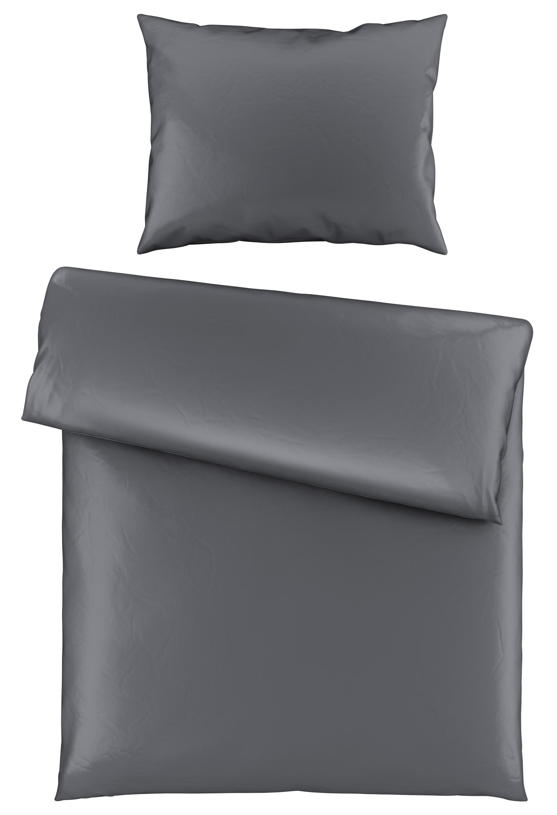 POVLEČENÍ, satén, antracitová, 140/220 cm - antracitová, Basics, textil (140/220cm) - Novel