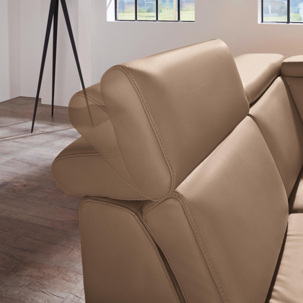 ECKSOFA in Echtleder Braun  239/271 cm  - Alufarben/Braun, Design, Leder/Metall (239/271cm) - Cantus