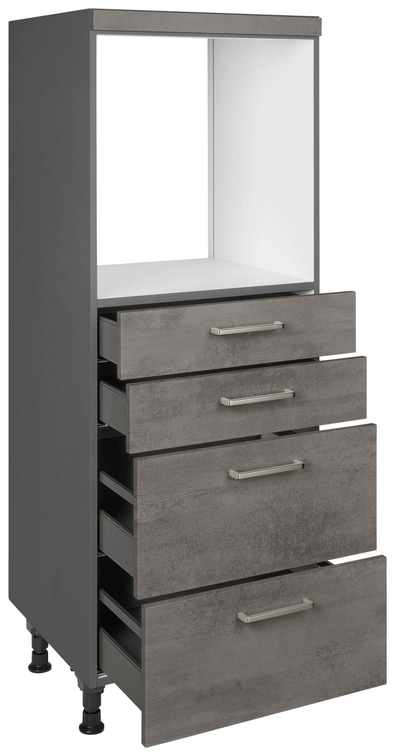 GERÄTEUMBAUSCHRANK 60/168/58 cm  in Schieferfarben  - Schieferfarben/Edelstahlfarben, MODERN, Holzwerkstoff/Metall (60/168/58cm) - Nobilia