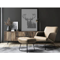 SESSELSET Echtleder Hellgrau  - Hellgrau/Kirschrot, Design, Leder/Metall (67/87/74cm) - Livetastic