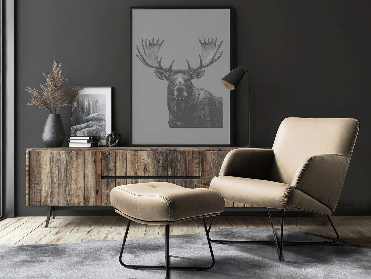 SESSELSET Echtleder Hellgrau  - Hellgrau/Kirschrot, Design, Leder/Metall (67/87/74cm) - Livetastic