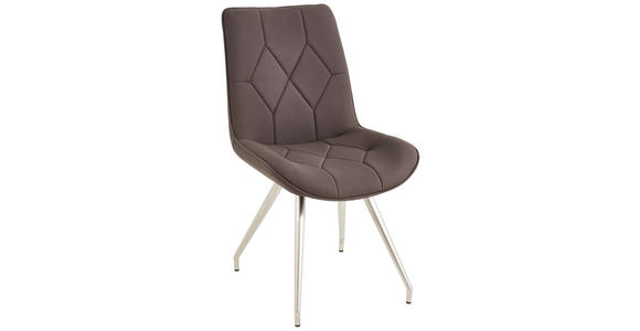 STUHL Webstoff Edelstahlfarben, Dunkelbraun - Edelstahlfarben/Dunkelbraun, Design, Textil/Metall (51/89/66cm) - Novel