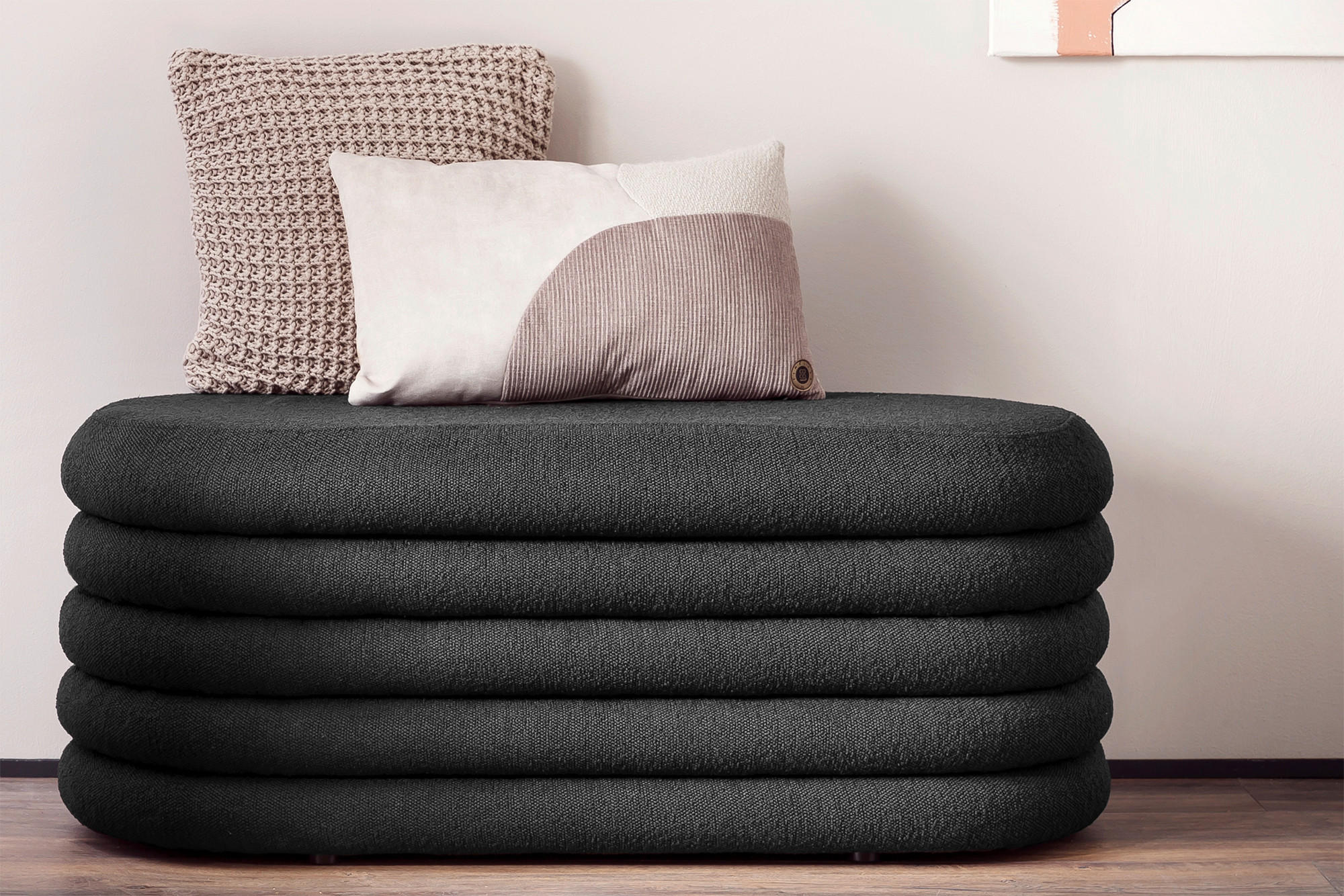 BETTBANK Bouclé Anthrazit  - Anthrazit, MODERN, Textil (108/42/45cm) - Livetastic