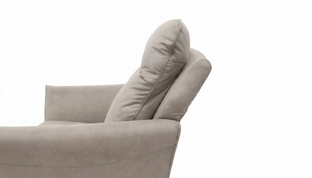 2-SITZER-SOFA Mikrofaser Taupe  - Taupe/Buchefarben, Design, Holz/Textil (145/110/92cm) - Livetastic