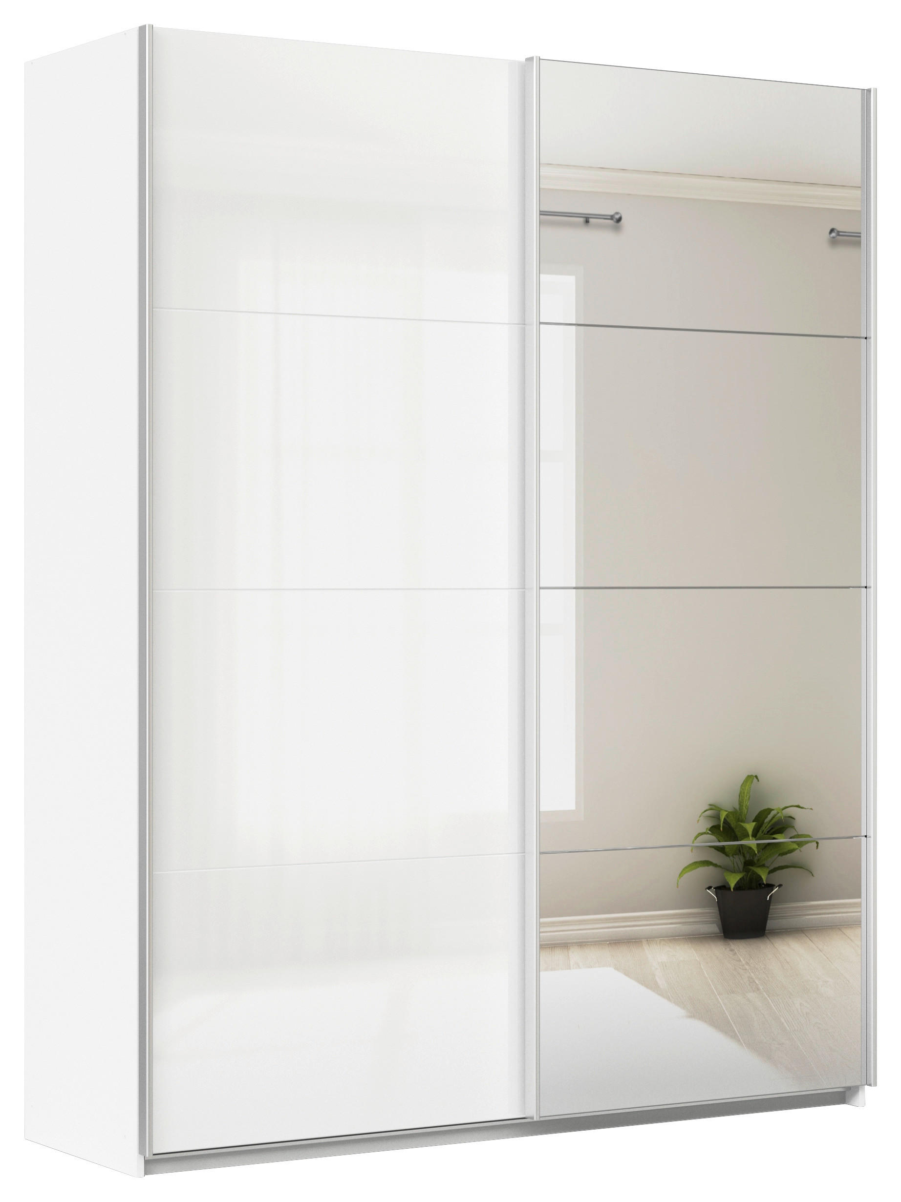 Schwebetürenschrank Mit Spiegel 181cm Feldkirch, Weiß