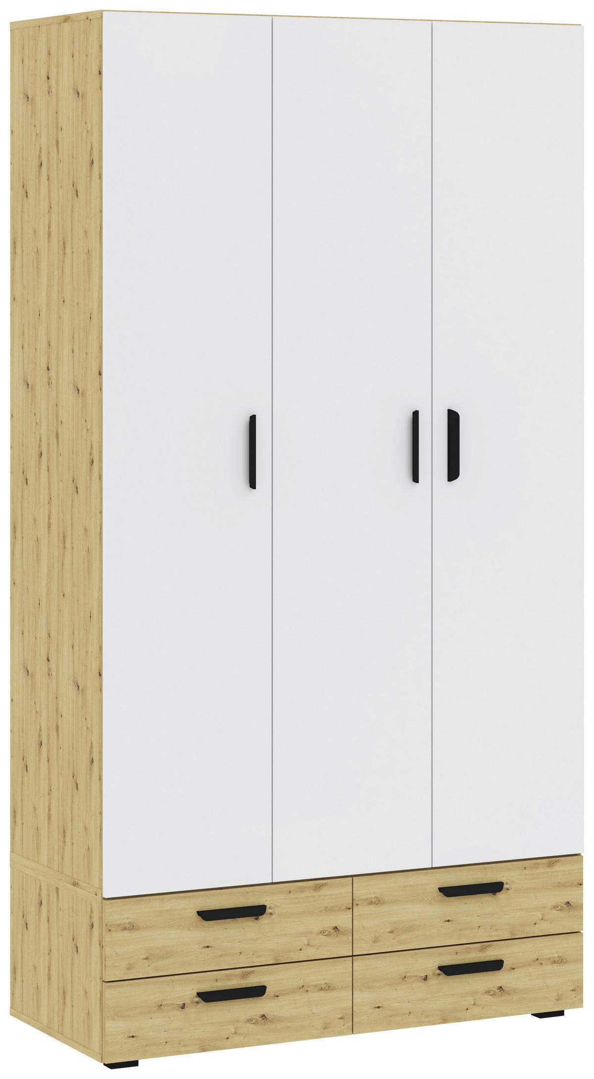 DREHTÜRENSCHRANK  in Weiß, Eiche Artisan  - Schwarz/Weiß, MODERN, Holzwerkstoff/Kunststoff (111/179/52cm) - Carryhome