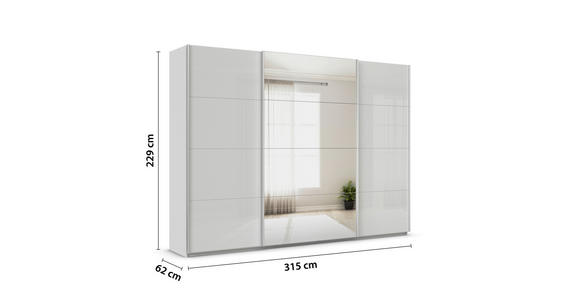 SCHWEBETÜRENSCHRANK  in Seidengrau  - Seidengrau/Alufarben, KONVENTIONELL, Glas/Holzwerkstoff (315/229/62cm) - Xora