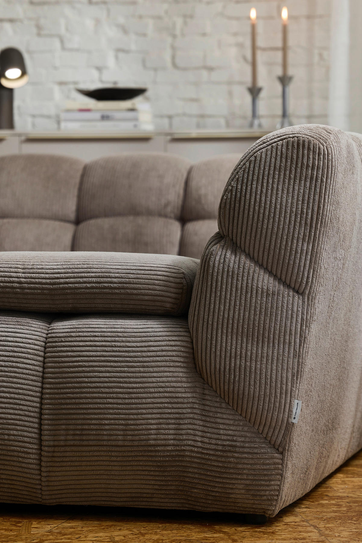 ECKSOFA Braun Cord Rücken echt  - Schwarz/Braun, KONVENTIONELL, Kunststoff/Textil (195/265cm) - Tom Tailor