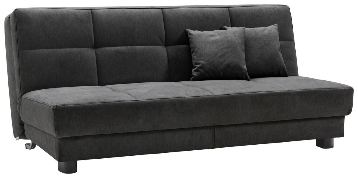 SCHLAFSOFA Mikrovelours Schwarz  - Schwarz, KONVENTIONELL, Textil/Metall (185/85/100cm) - Carryhome