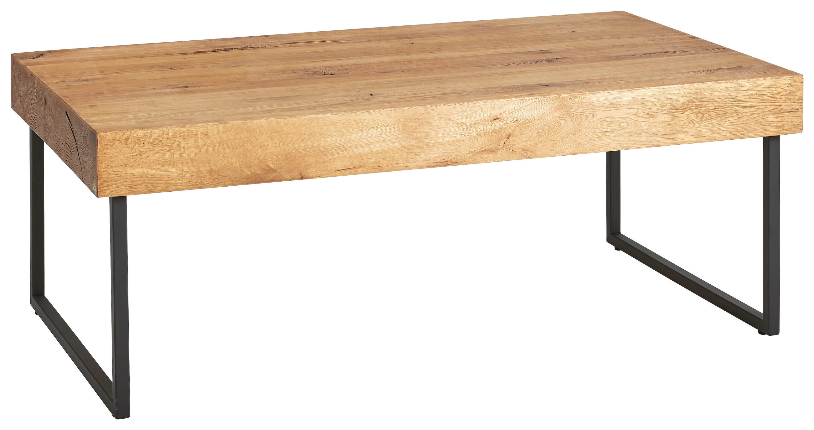 COUCHTISCH Eiche furniert 110/65/42 cm rechteckig Schwarz, Eichefarben  - Eichefarben/Schwarz, Natur, Holz/Metall (110/65/42cm) - Livetastic