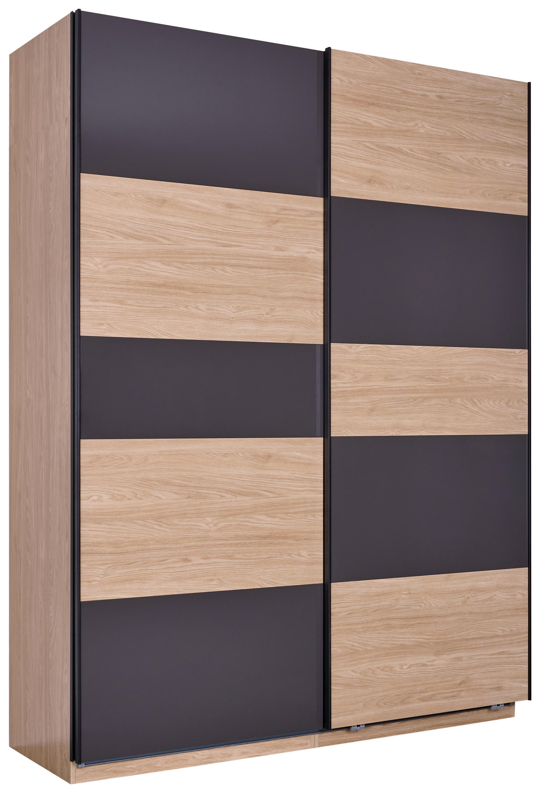 Schwebetürenschrank 182cm Unit, Anthrazit/Eiche