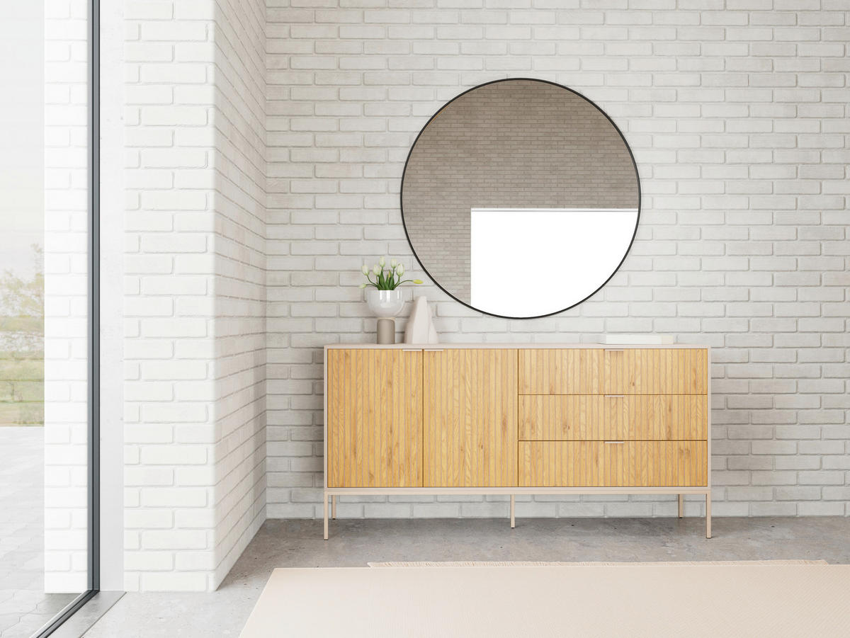 SIDEBOARD  160/80/40 cm 3 Schublade(n)  - Wildeiche/Grau, Design, Holzwerkstoff/Metall (160/80/40cm) - Carryhome