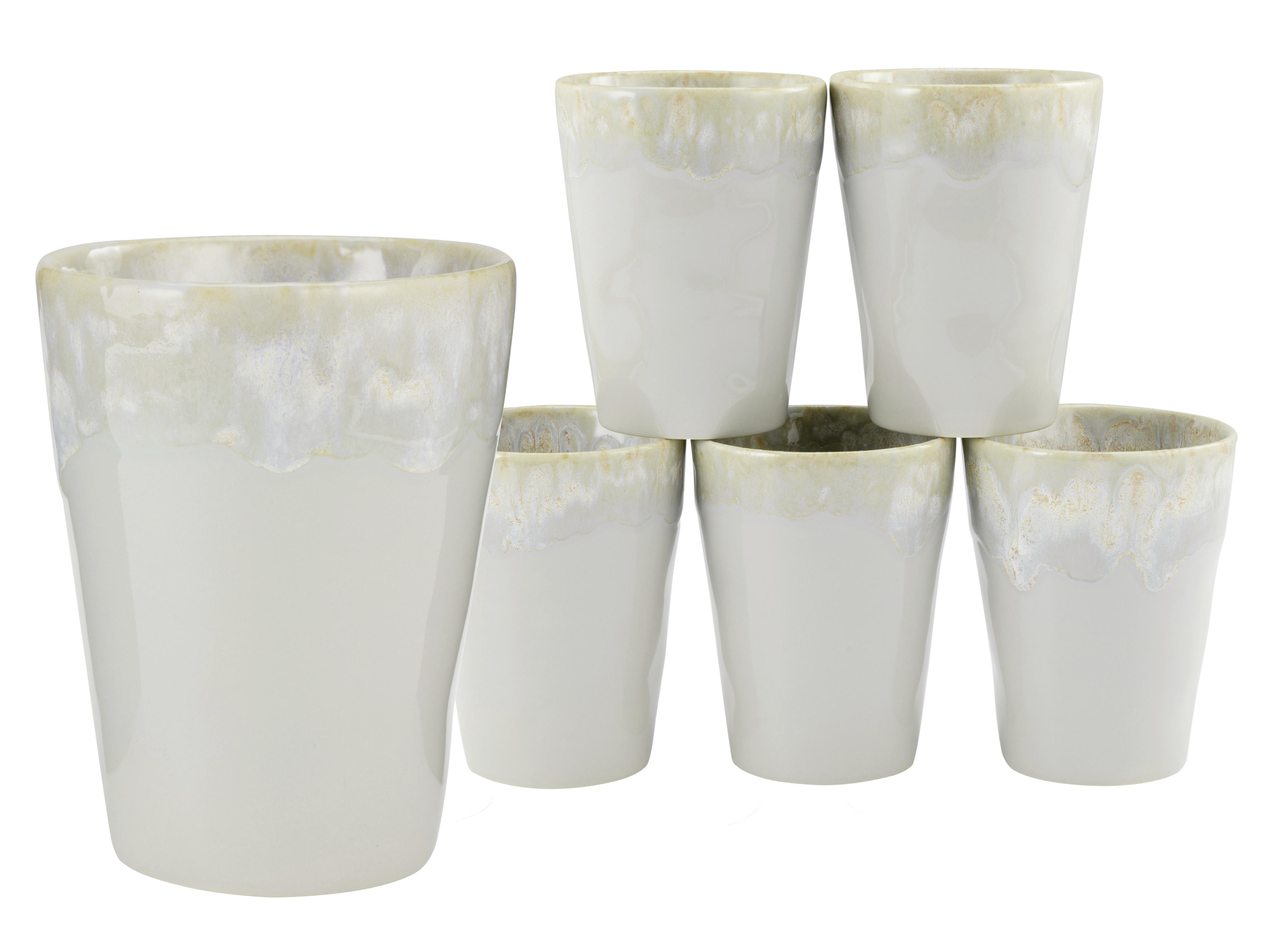 Kaffee Becher 6er Set 6-teilig Keramik Steinzeug Weiß  - Weiß, Basics, Keramik (32/19,5/26cm) - Creatable