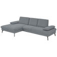 ECKSOFA in Chenille, Mikrofaser Blaugrau  - Blaugrau/Schwarz, Design, Textil/Metall (157/299cm) - Dieter Knoll