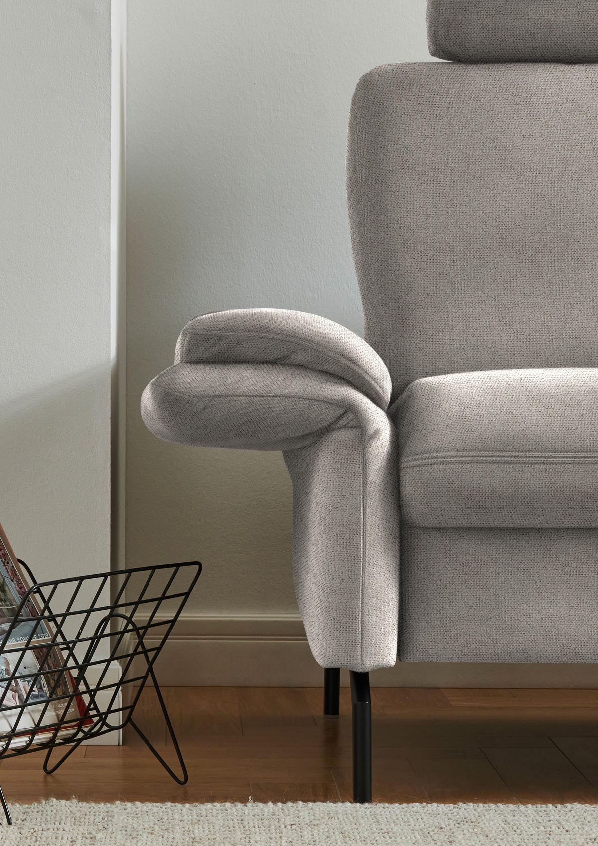 ECKSOFA in Flachgewebe Beige  241/190 cm  - Beige/Schwarz, KONVENTIONELL, Textil/Metall (241/190cm) - Beldomo Comfort