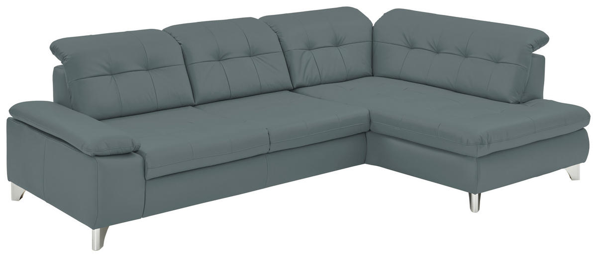 SAROKKANAPÉ bőr kékesszürke  - alumíniumszínű/kékesszürke, Design, bőr/fém (309/211cm) - Beldomo Speed