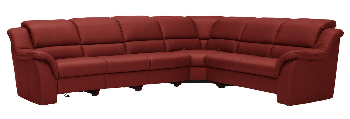 ECKSOFA  in Echtleder Rotorange  324/260 cm  - Chromfarben/Rotorange, KONVENTIONELL, Leder/Kunststoff (324/260cm) - Cantus