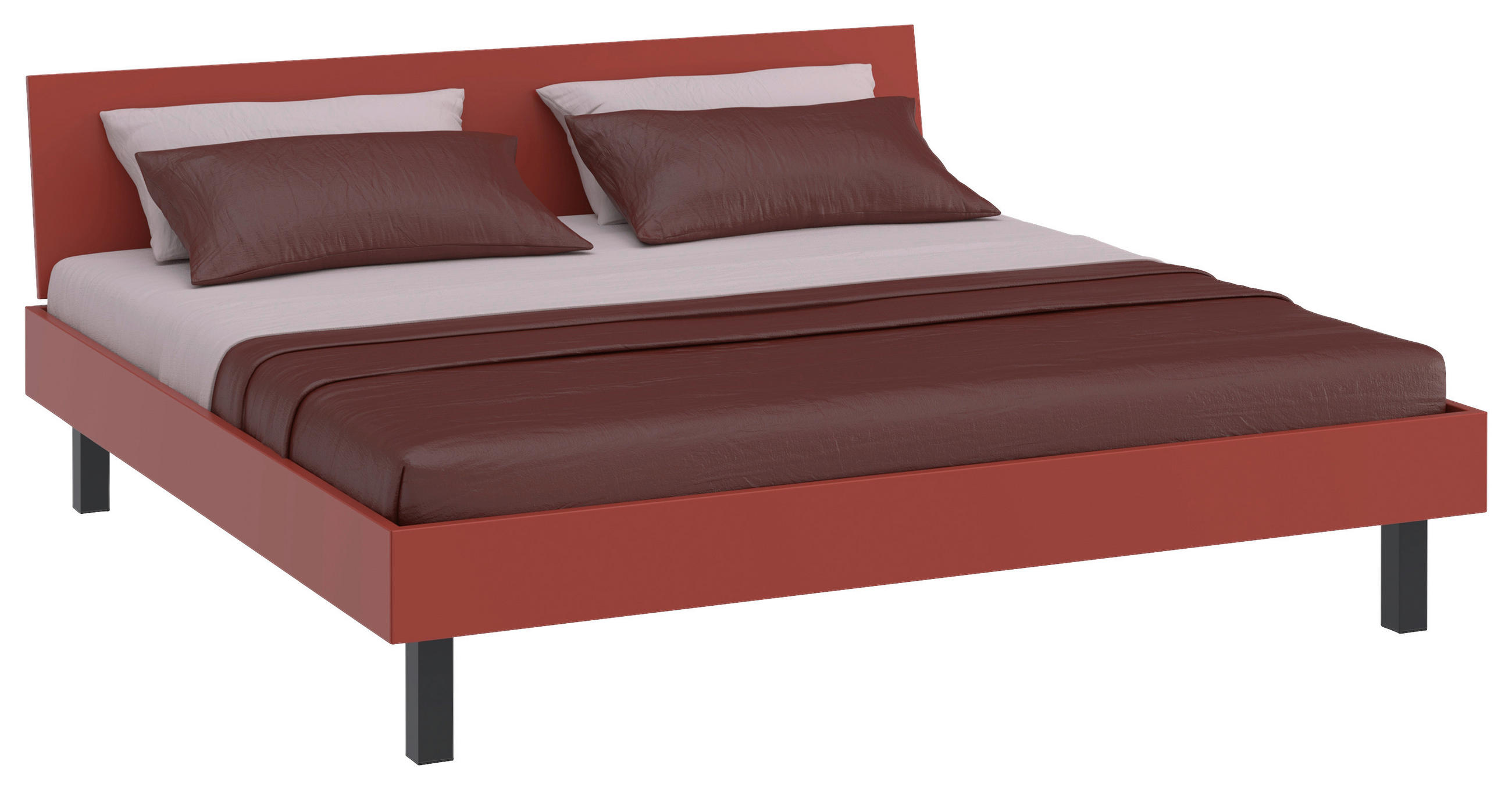 BETT 200/200 cm  in Rot, Koralle  - Koralle/Rot, Design, Holzwerkstoff/Metall (200/200cm) - Xora