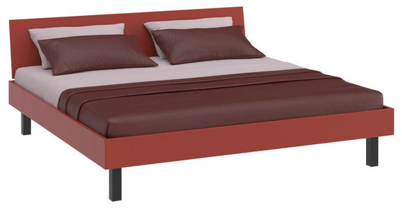 BETT 200/200 cm  in Rot, Koralle  - Koralle/Rot, Design, Holzwerkstoff/Metall (200/200cm) - Xora